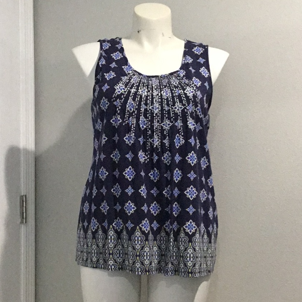 Charter Club sleeveless navy peasant top. Size XL.